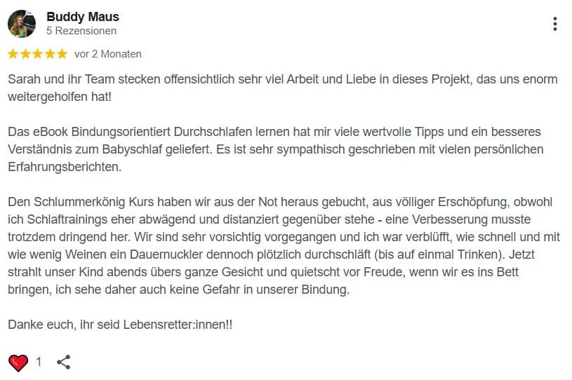 Google-Rezension 5 von 9 für Babyschlummerland
